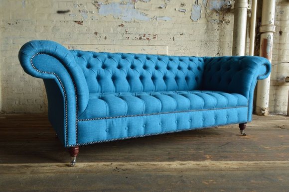 Chesterfield Design Luxus Polster Sofa Couch Garnitur Sitz Textil Leder