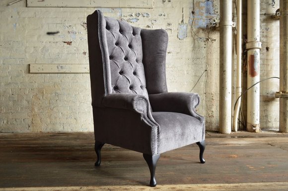 Ohrensessel Sessel Fernseh Design Textil Polster Sofa Couch Chesterfield
