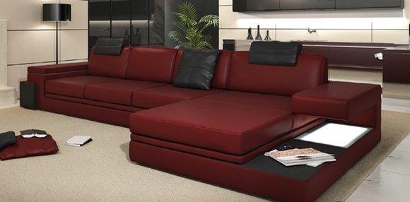 Design Ledersofa Sofa Couch Polster Wohnlandschaft Eck Garnitur Textil
