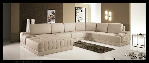 Designer Polster Ledersofa Couch U-Form Modern Wohnlandschaft UForm