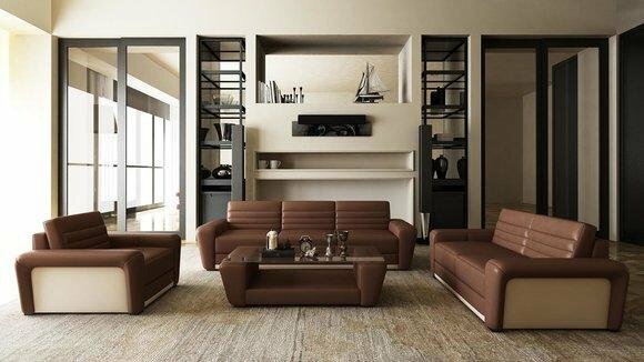 Ledersofa Sofa Couch Polster Sitz Couchen 3+2+1 Komplett Set Moderne