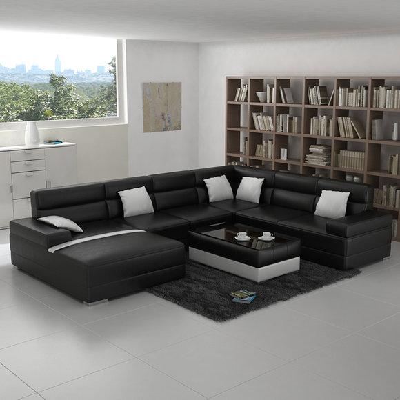 Ledersofa Couch Wohnlandschaft Ecksofa Eck Garnitur Design Modern Sofa F3016