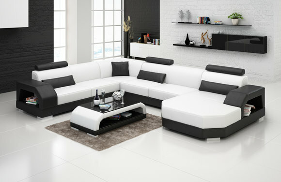 Ledersofa Couch Wohnlandschaft Ecksofa Eck Garnitur Design Modern Sofa G8001