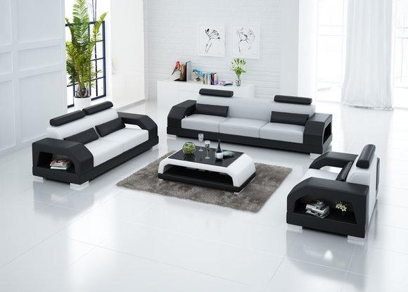 Ledersofa Couch Wohnlandschaft 3+2+1 Sitzer Garnitur Design Modern Sofa G8001D