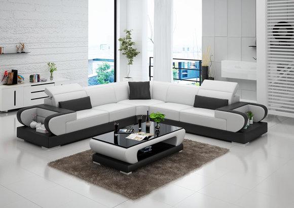 Ledersofa Couch Wohnlandschaft Modern Eck Ecksofa Garnitur Design Sofa