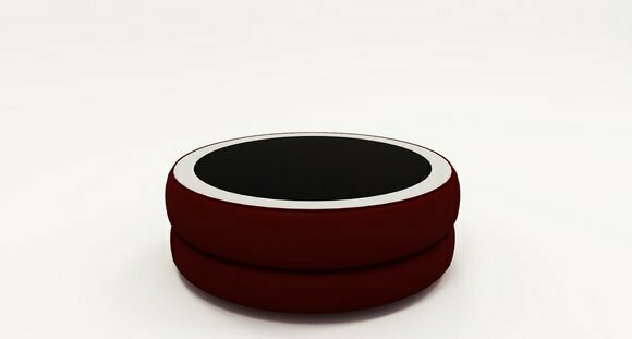 Runder Rund Wonzimmer Glas Tisch Polster Beistell Modern Leder Sofatisch