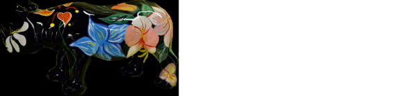 Design Nashorn in Blumen Figur Statue Skulptur Figuren Skulpturen