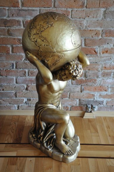 Antik Stil Klassischer Globus Atlas Minibar Bar Wein Regal Statue Skulptur