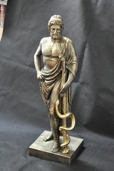 Statue Büste Eskulap mit Schlange Apotheke Arzt Skulptur Skulpuren