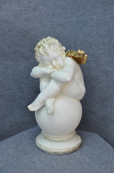 Figur Skulptur Ein großer, schläfriger Engel 61cm Weiß Design Accessoire