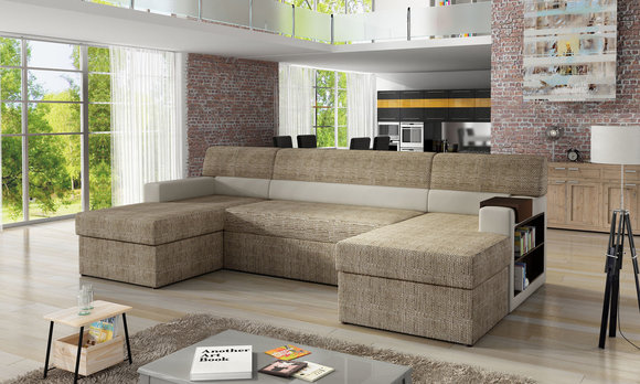 Eck Couch Polster Wohnlandschaft Ecksofa Bettkasten Bettfunktion Schlafsofa