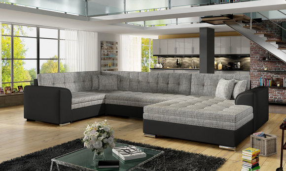 Design Ecksofa Schlafsofa Bettfunktion Couch Leder Textil Polster Sofas Neu