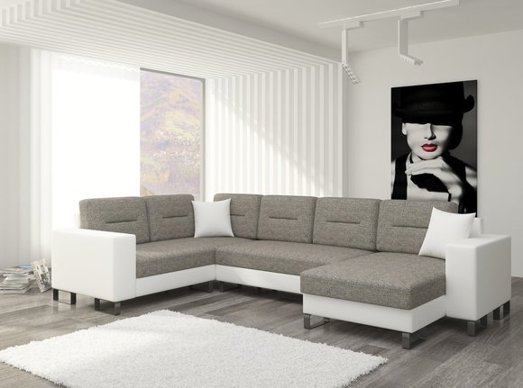 Wohnlandschaft Ecksofa Sofa Couch Polster Textil Eck Textil Stoff Garnitur Neu