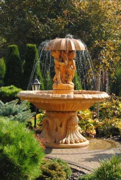 Springbrunnen Garten Teich Brunnen 176cm Steinbrunnen Gartenbrunnen