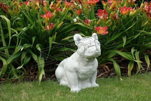 Garten Dekoration Hund Terrasse Weiß Stein Figur Figuren Dekorative Statue