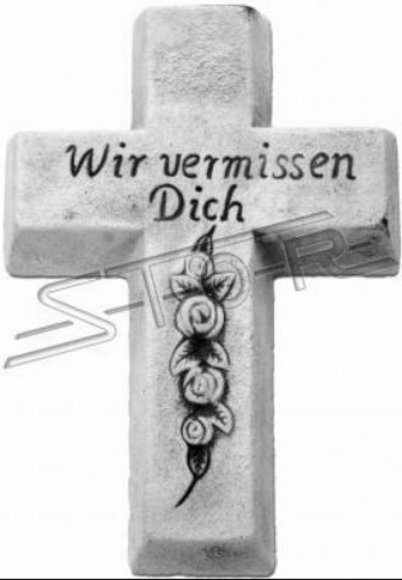 Grabengel Kreuz Klassisch Grab Deko Grabschmuck Stein Dekoration Statue