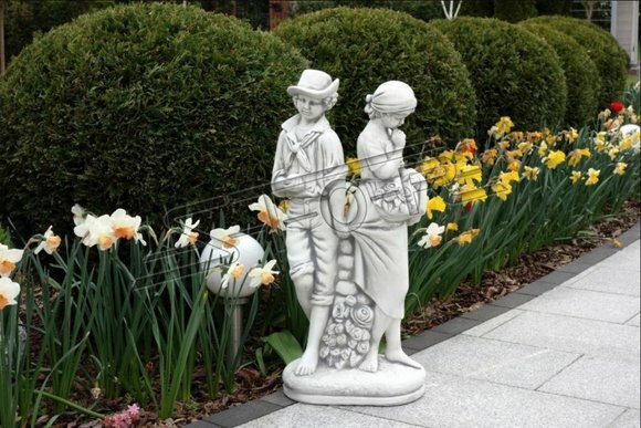 Paar 43cm Skulptur Design Figur Statue Garten Figuren Statuen