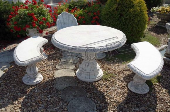 Antik Ritter Stil Tisch Garten Tische Stein Dekoration Rund Möbel