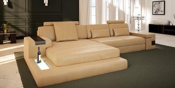 Leder LForm Wohnlandschaft Couch Big XXL Sofa Polster Ecke Garnitur
