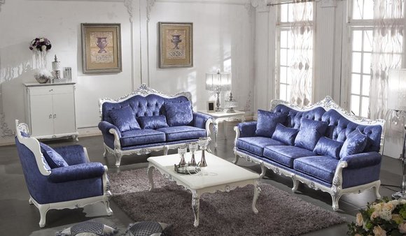 Barock Rokoko Sofagarnitur Sofa Garnitur Couch Sofas Polster 3+1 Komplett E36