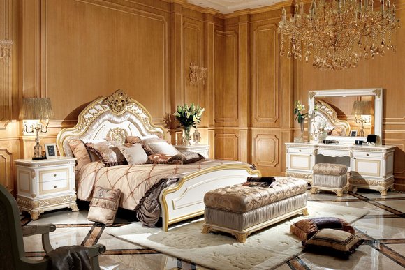 Doppelbett Bett Ehebett Design Luxus Luxur Betten Barock Rokoko Antik Stil