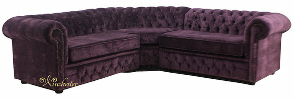 Lila Textil Polster Couch Chesterfield Stoff Sofa Eck Garnitur Sofas Sitz