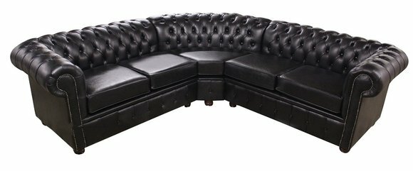 Hochwertige Leder Sofa Chesterfield Couch Polster Eck Garnitur Stoff Sitz