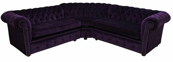 Lila Luxus Chesterfield Eck Couch Sofa Polster Sitz Garnitur Textil Stoff Sofas