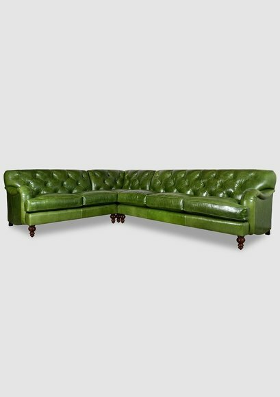 Ecksofa Ledersofa Grün Polster Eck Couch Garnitur Sitz Design