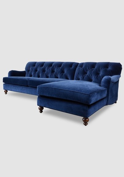 Ecksofa Sofa Couch Polster Blaue Chesterfield Eck Garnitur Couchen Sitz Textil