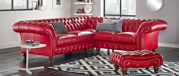 Ecksofa Ledersofa Rot Polster Eck Couch Garnitur Sitz Design Chesterfield