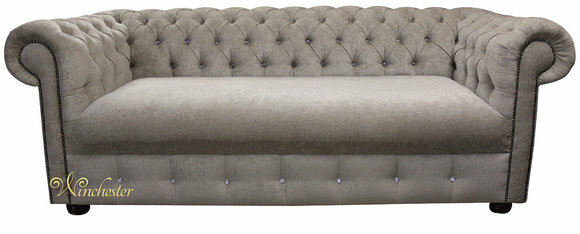 Design Hellgrau Sofa 3 Sitzer Chesterfield Stoff Couch Sofa Polster Sofas Neu