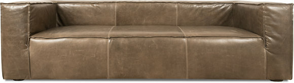 XXL Dunkelbeige Sofa 3 Sitzer Couch Chesterfield Polster Sitz Garnitur Leder