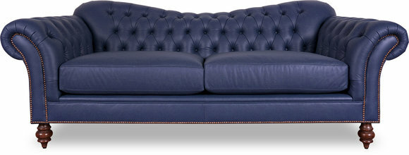 Edle Chesterfield Wohnzimmer Couch Blau Couchen Sofa Leder Sofas Garnitur