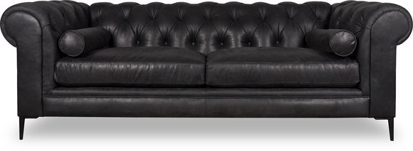 Designer Chesterfield Couch Leder Couchen Polster Ledersofa Sofa Schwarze Sofas