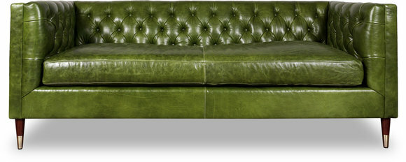 XXL Sofa 3 Sitzer Grün Couch Chesterfield Polster Sitz Garnitur Leder