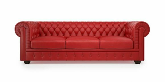 XXL Sofa 3 Sitzer Couch Chesterfield Polster Sitz Garnitur Rot Leder Textil