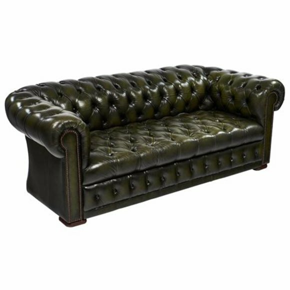 Chesterfield Grüne Polster Leder Stoff Couch 3 Sitzer Sofas Couchen Garnitur Neu