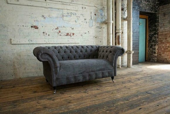 Cheserfield Samt Sofa 2 Sitzer Designer Couchen Couch Stoff Polster