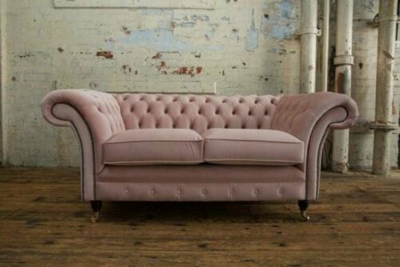 Cheserfield Samt Sofa 2 Sitzer Designer Couchen Deko Couch Textil Stoff
