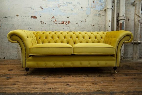 3 Sitzer Chesterfield Couch Textil Stoff Sofa Möbel Edles Design Samt Designer