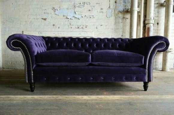 Chesterfield Couch Textil Samt Stoff Designer Sofa Möbel Edles Design 3 Sitzer