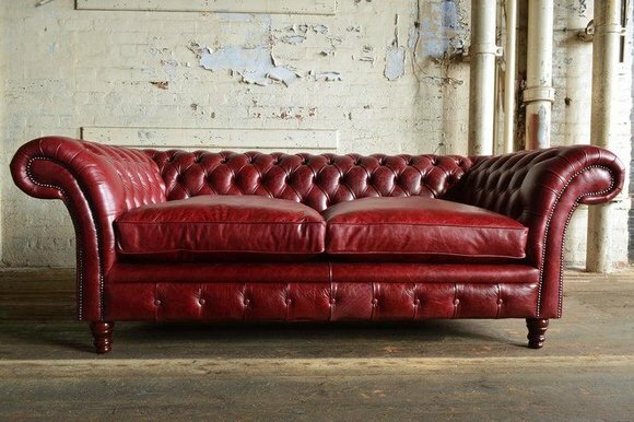 Bordaux 3 Sitzer Chestrerfield Leder Sofa Couch Polster Garnitur Textil