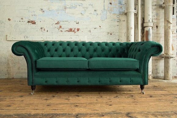 Sofa 3 Sitzer Couch Chesterfield Polster Sitz Garnitur Leder Textil design Samt