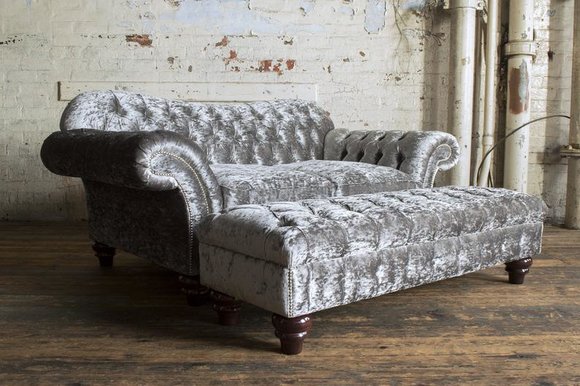 2 Sitzer + Hocker Chesterfield Sofagarnitur Sofa Couch Polster Set