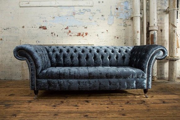 Chesterfield Couch Sofa Polster 3 Sitzer Couchen Sitz Sofas Garnitur Graue Neu