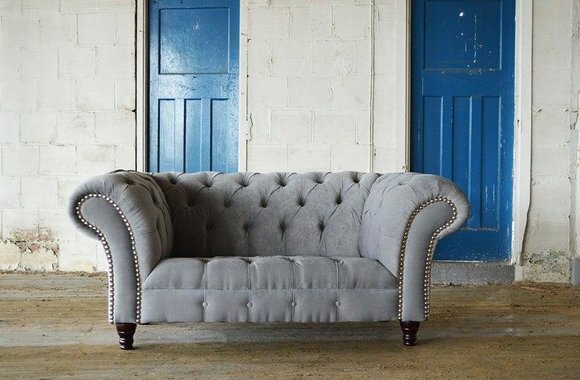 Chesterfield Textil Sofa 2-Sitzer Sofa Polster Sofas Design Luxus Stoffsofas Neu