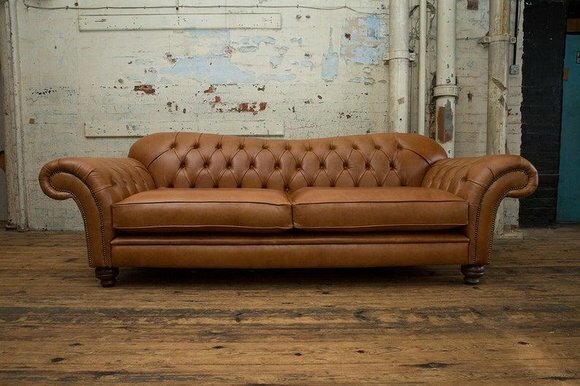 Klassische Chesterfield Leder Couch Sofa 3 Sitzer Sitz Couchen Sofas