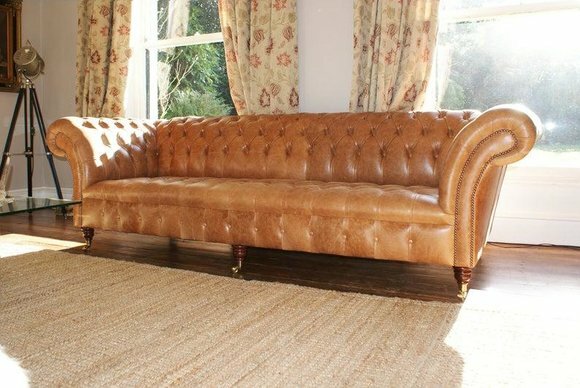 Chesterfield Sofa Leder Polster Design Luxus Couch Klassische Sofa 4 Sitzer