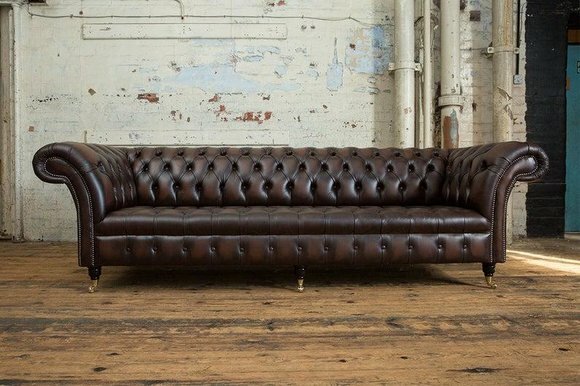 XXL Big Wohnzimmer Couch Chesterfield 4 Sitzer Leder Sofa Couchen Garnitur Neu